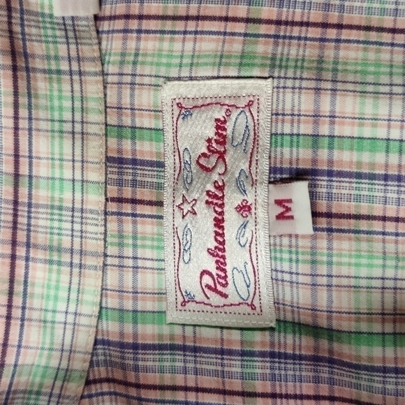 PANHANDLE Slim Western Button Down Pink/Purple/Green Paid Top, Size Medium - Picture 8 of 11